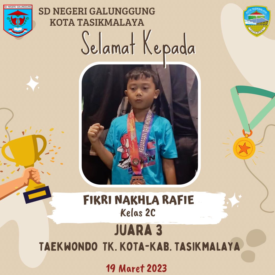 Juara 3 Taekwondo Piala Pengcab Tk. Kota Tasikmalaya