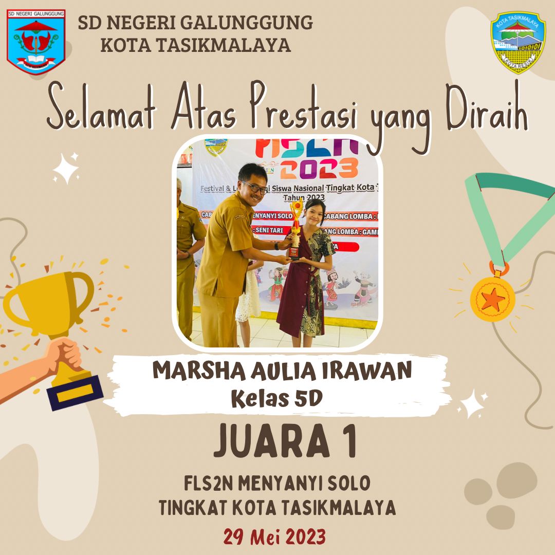 Juara 1 FLS2N Menyanyi Solo Tk. Kota Tasikmalaya